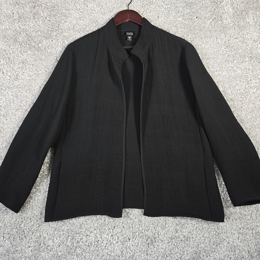 Eileen Fisher Women Open Front Textured Jacket Medium Minimalist Office Capsule‎